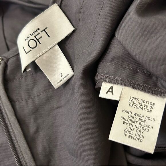 LOFT Classy Gray Dress Ruffles Pockets Women's 2 Excellent Preworn Condition - Picture 7 of 7